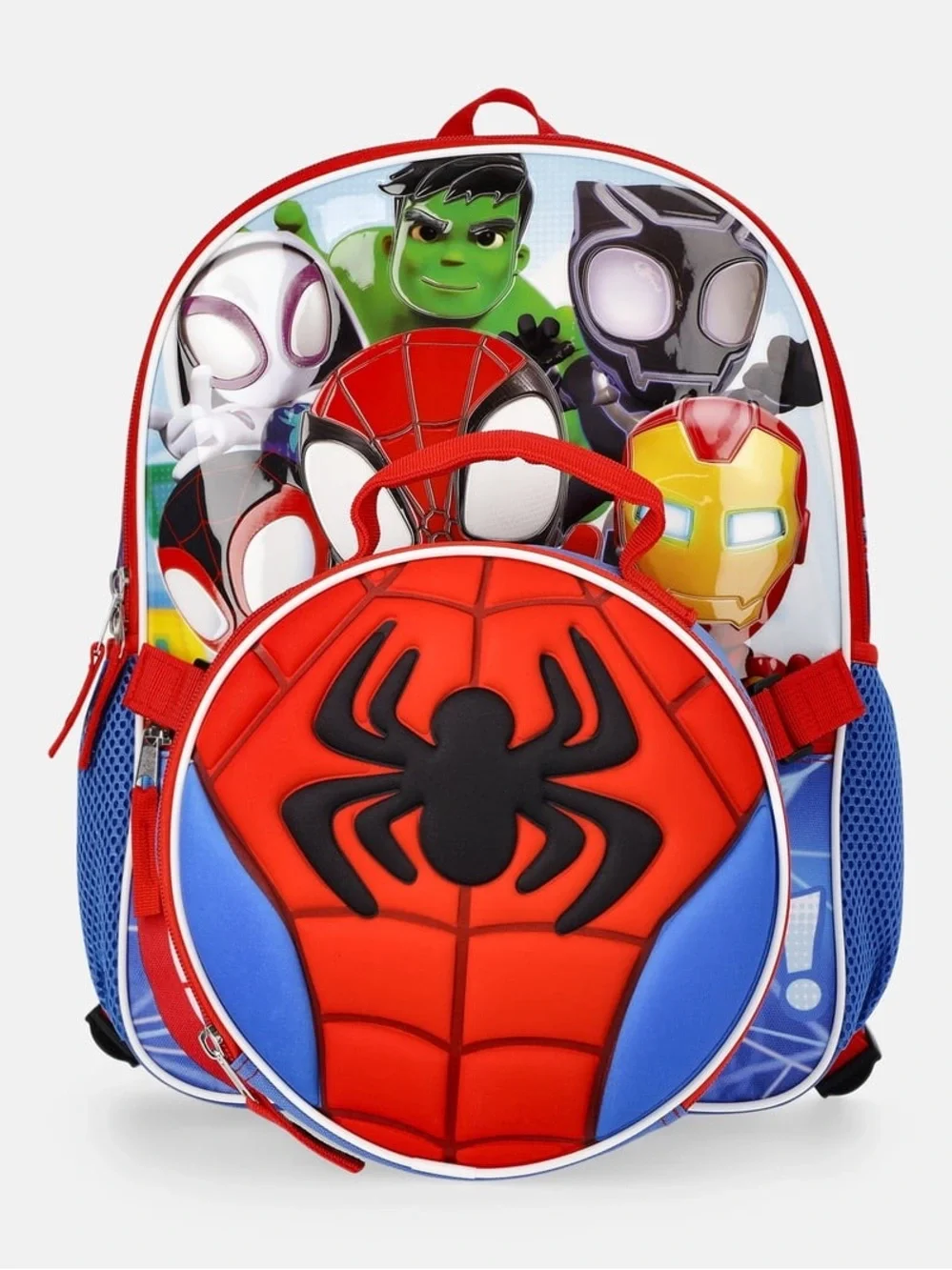 Kids Toddlers Superhero Spider-Man Backpack - Red & Blue W4